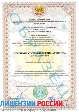 Образец сертификата соответствия аудитора №ST.RU.EXP.00014299-1 Волжский Сертификат ISO 14001
